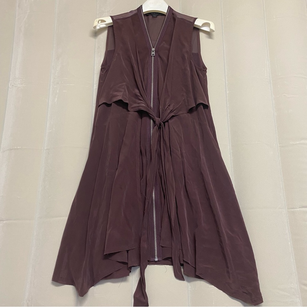 AllSaints All Saints Women’s Jayda Dress Size 0 100% Silk Maroon Feminine Dainty - Picture 4 of 15